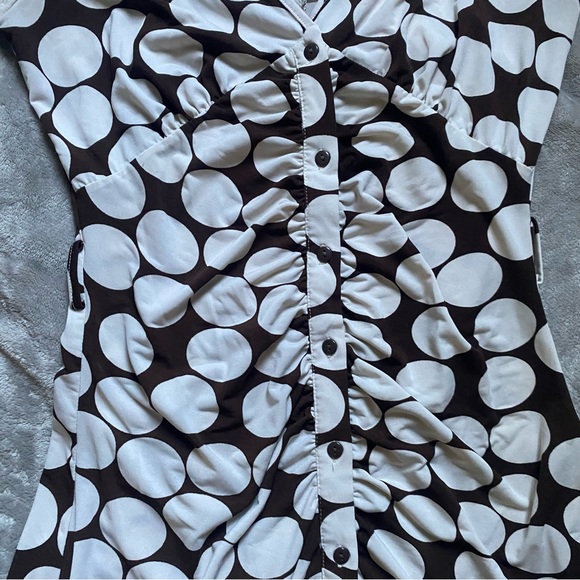 Y2k vintage Suzy cream & brown polka dot dress - Picture 4 of 12